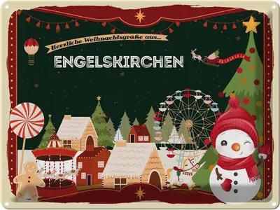 Produktbild von vianmo Blechschild 30x40 cm Weihnachtsgrüße aus Engelskirchen Weihnachten