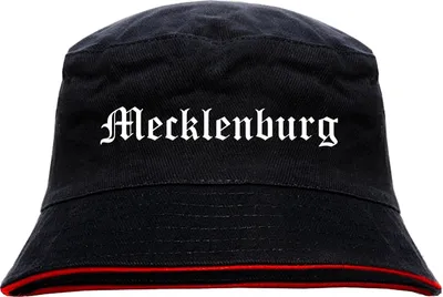 Produktbild von Mecklenburg Anglerhut - Altdeutsche Schrift - Schwarz-Roter Fischerhut L/XL SchwarzRot