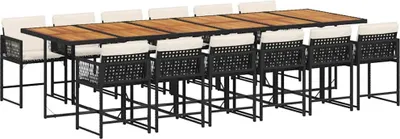 Produktbild von vidaXL 13-tlg. Garten-Essgruppe mit Kissen Schwarz Poly Rattan