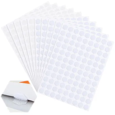 Produktbild von 1080 Stück 10 mm selbstklebende Klettpunkte, sechseckig, stark, für Schule, Bastelarbeiten, DIY-Projekte und Heimdekoration