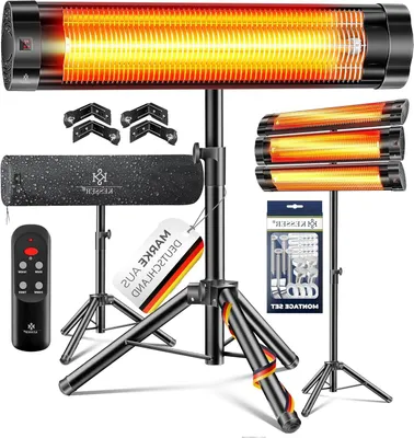 Image de Radiateur infrarouge - Chauffage d'extérieur - Chauffage rapide - Inclut une télécommande - 2500W - Noir