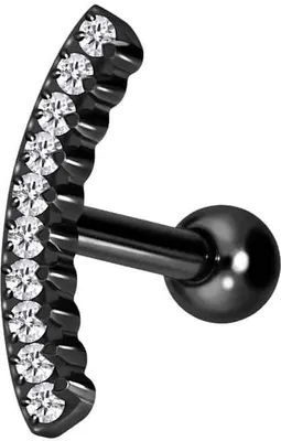 Produktbild von Ohrpiercing Titan Ohrpiercing mit Innengewinde KRISTALLBOGEN Schwarz Stablänge: 6mm