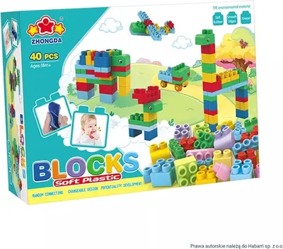Zdjęcie produktu dla Klocki SOFT - Miękkie klocki konstrukcyjne 40 elementów 66612