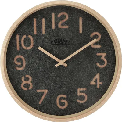 Produktbild von PRIM Organic Soft Wanduhr Holz lautlos Naturbelassen/Grau 29,7 cm
