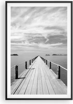 Produktbild von Gerahmtes Poster - Schwarzer Rahmen - Holz Brücke Meer - 61x91,5 cm - Wand Bild - Wanddeko - Wandbilder - Kunstposter - Wandposter - Bilderrahmen - Bilder - Kunstdruck Wanddekoration - P2BPA61x91-4985
