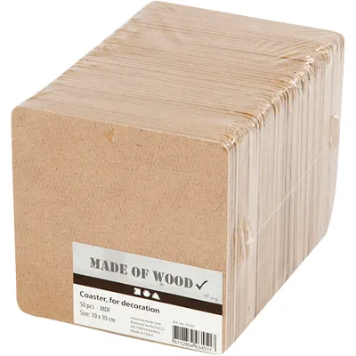 Produktbild von Creativ Company MDF-Untersetzer 10x10 cm 50 Stück Bastelspaß