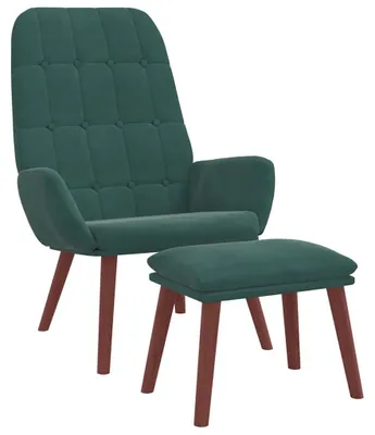 Immagine prodotto di Poltrona Relax con Poggiapiedi Verde Scuro in Velluto