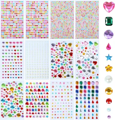 Image de Paillettes auto-adhésives, 3300 pièces, 10 feuilles, pour le visage et les ongles