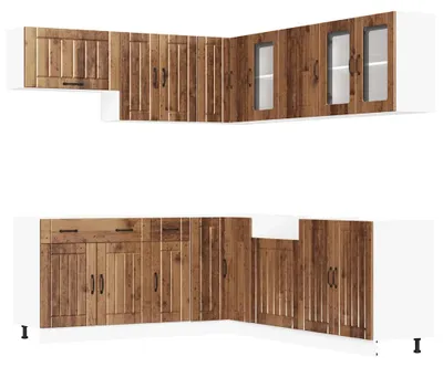 Image de vidaXL Ensemble de 11 armoires de cuisine Lucca imitation vieux bois Matériau dérivé du bois