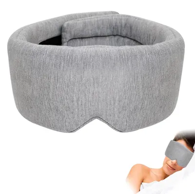 Produktbild von Schlafmaske aus Baumwolle für Damen und Herren, handgefertigte Augenmaske zum Schlafen, lichtundurchlässig / atmungsaktiv / komfortable Augenbinde, Augenschutz für Flugzeug / Nickerchen / Reisen mit Ohrstöpseln