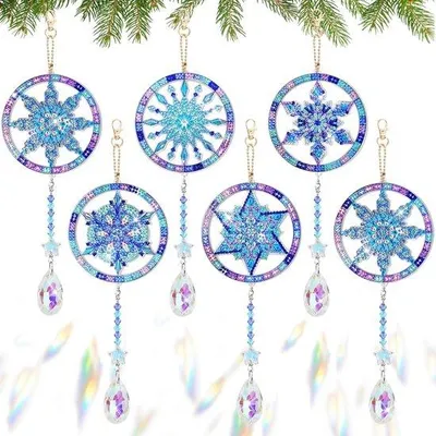 Produktbild von Famanu 5D Diamond Painting Kersthanger Set - 6-teiliges DIY-Set für Weihnachtsbaumdekoration