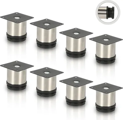 Immagine prodotto di Aopunly set di 8 gambe per mobili set di gambe per tavoli gambe per divani gambe per mobili supporti per letti gambe per divani gambe per armadietti gambe per mobili gambe in acciaio inox 50mm