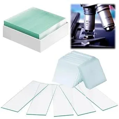 Image de Kit de lames de microscope (50 pièces) - avec 100 lamelles couvre-objet - pour l'éducation, la recherche et la biologie