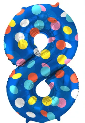 Produktbild von Folienballon Zahl 8 bunte Dots 86cm