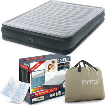Produktbild von INTEX Luftbett, 152 x 203 x 33 cm, King Size, Fiber Tech™, 272 kg, PVC-Polyesterfasern, Grau, inkl. Transporttasche, Modell 67770