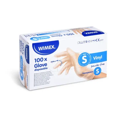 Obrázok produktu pre Rukavice vinylové jednorázové S/100ks bezpudrové