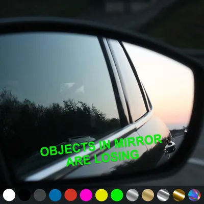 Produktbild von PantherPixel Objects In Mirror Aufkleber Rückspiegel Are Losing Sticker Auto Geschenkidee Farbe Neon-Grün