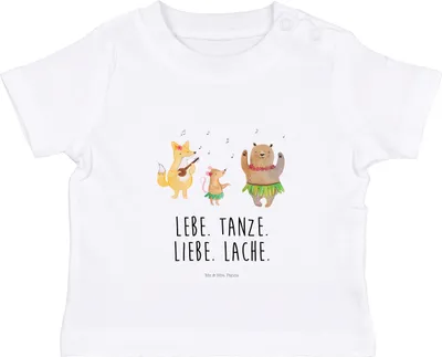 Produktbild von Mr. & Mrs. Panda Babyshirt Waldtiere Aloha 0. - 6. Monat - Weiß - Geschenk, Wald, Lustige Sprüche, Musik, Hase,  T-Shirt, Baby Oberteil, Kleinkind, Igel, Kurzarmshirt