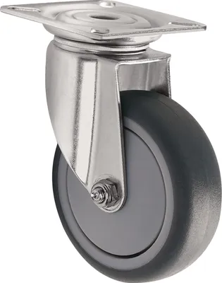 Image de Roulette pivotante - 50 mm, capacité de charge 50 kg, avec plaque de fixation, caoutchouc gris