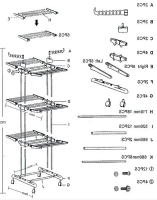 Obrázok produktu pre Kompaktná sušička bielizne – veža s 3 úrovňami, 6 sklopnými krídlami, 126 x 50 x 170 cm