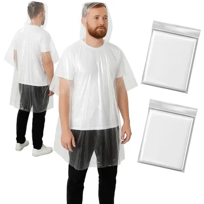 Produktbild von Globly Regenponcho 2 Stück Einweg- und Einweg-Regenponcho für Damen und Herren |