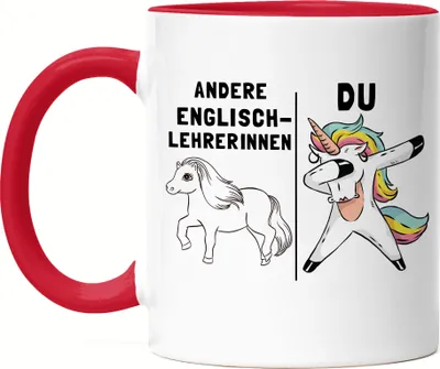 Produktbild von Andere Englischlehrerinnen Du Tasse Rot  Pferd Einhorn Humor Lustig Unicorn Geschenk Apotheke