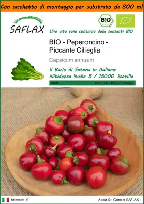 Immagine prodotto di SAFLAX Garden in the bag - Peperoncino - Piccante Cilieglia - 10 semi - Capsicum