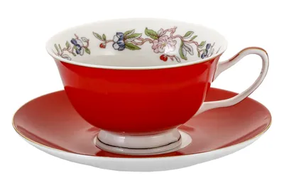 Produktbild von Tassen Becher PORZELLAN mit Untertasse Kaffeetasse Teetasse Rot 200 ml