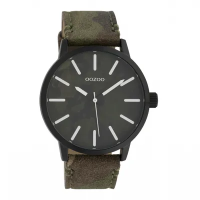 Obrázok produktu pre Oozoo hodinky kožený remienok zelená šedá 45 mm