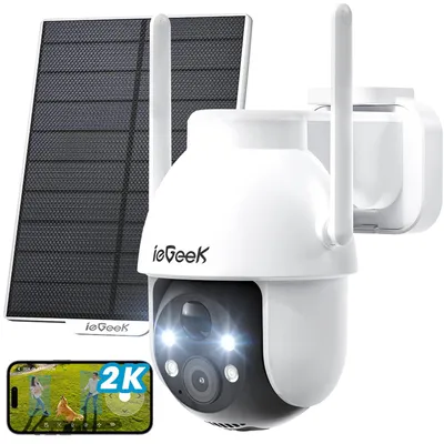 Productafbeelding van 2K Beveiligingscamera, 360° PTZ Camera op Zonne Energie, Draadloze WiFi Buitencamera