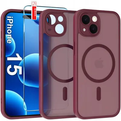 Zdjęcie produktu dla Etui Magnetyczne Matowe Do Iphone 15 |Do Magsafe Trwałe + Szkło
