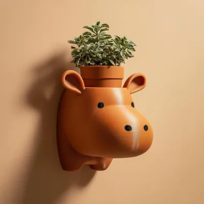 Zdjęcie produktu dla Decords, doniczka ścienna 3D w kształcie hipopotama, 18 cm