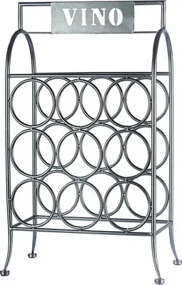 Produktbild von Gilde 9er Weinflaschenhalter "VINO"(Rechts) grau metallic, pulverbeschichtet, mit Tragegriff  H= 59,0 cm 68915