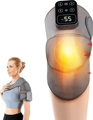 Produktbild von Heizbarer Knie-Massager, Einstellbare Temperatur, Kabelloses Design, Dunkelgrau