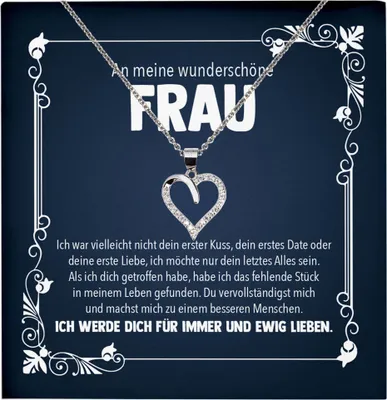 Produktbild von 22Feels Wunderschöne Ehefrau Geschenk Ich Liebe Dich Frauen Herz Halskette Valentinstag Schatz Hochzeitstag Damen Collier Ehejubiläum (Damen Silber 925/000 Schmuck)
