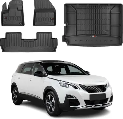 Immagine prodotto di Set di tappetini e fodere per bagagliaio OMAC per Peugeot 5008 2017-2025 in gomma nera 4x