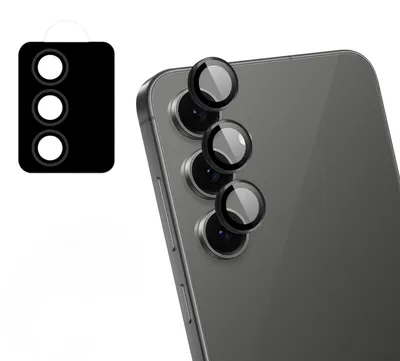 Zdjęcie produktu dla Szklana folia ochronna na obiektyw aparatu, 2 sztuki, dla Samsung Galaxy S25 FE - czarna
