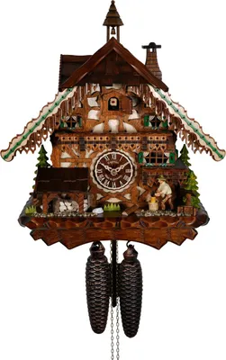 Produktbild von Engstler - 3801/8 - Kuckucksuhr - 8-Tag-Kettenzugwerk - Nussbaum - 40 cm
