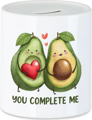 Produktbild von You Complete Me Spardose Avocado Valentinstag Freundin Freund Süß Geschenkidee Paar Liebe