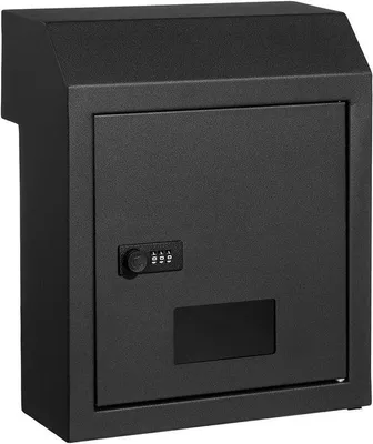 Immagine prodotto di Cassetta delle lettere - Cassette delle lettere - Casella postale - Cassette delle lettere a parete - Cassetta delle lettere in acciaio - Serratura combinata da 30 cm - Colore: nero