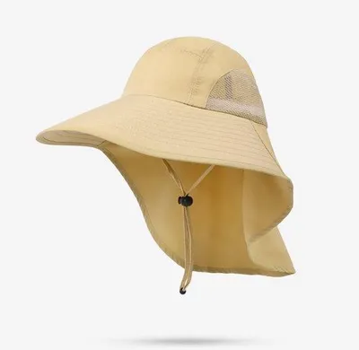 Image de Chapeau de soleil unie pour hommes et femmes, indice UPF 50+, large jugulaire et grande protection de la nuque, chapeau de soleil pour randonneurs, veste.