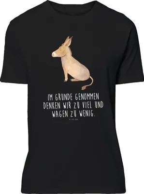 Produktbild von Mr. & Mrs. Panda T-Shirt Esel - Schwarz - Geschenk, Erfolg, S, Weisheit, Lustiges, Tshirt, Jersey-Shirt, Lustige Sprüche, Tapferkeit, Ziel, Mut, Shirt