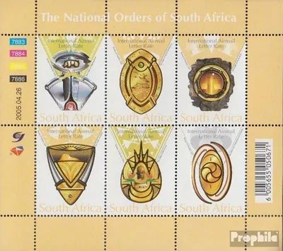 Produktbild von Briefmarken Südafrika 2005 Mi 1635-1640 Kleinbogen (kompl.Ausg.) gestempelt Orden und Ehrenzeichen