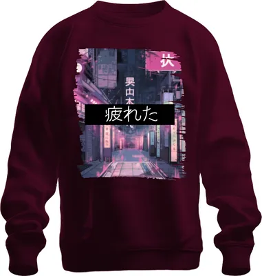 Immagine prodotto di felpa unisex Pullover, borgogna, 3XL, neon Cyberpunk Anime Estetica Tokyo Retro Street