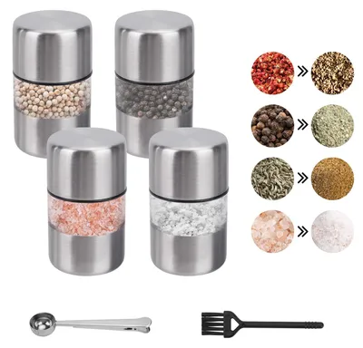 Mini Salz- und Pfeffermühlen Set, Edelstahl, 1 Stück