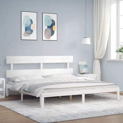 Obrázek produktu pro Maison Exclusive - Rám postele s čelem bílý Super King Size masivní dřevo