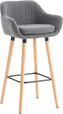 Produktbild von DELUKE® Barhocker mit Lehne Hellgrau VILO - Stoffbezug, 99x55x46cm | Barhocker mit Lehne Tresenhocker Barstuhl Küchenhocker Thekenhocker hoher Stuhl