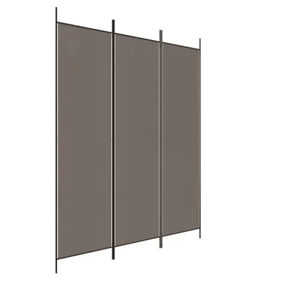 A three-panel room divider with a dark gray fabric and black metal frame, shown against a white background.