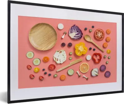 Produktbild von MuchoWow® Gerahmtes Poster Lebensmittel - Küche - Gemüse 60x40 cm - Poster mit Schwarzem Bilderrahmen Wandposter Rahmen Foto Bilder - Schlafzimmer - Plakat in Rahmen - Drucken