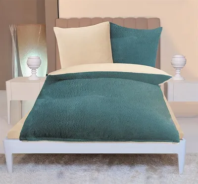 Produktbild von Gözze Cashmere Wende Bettwäsche petrol/wollweiss Standard Bettbezug 135x200cm